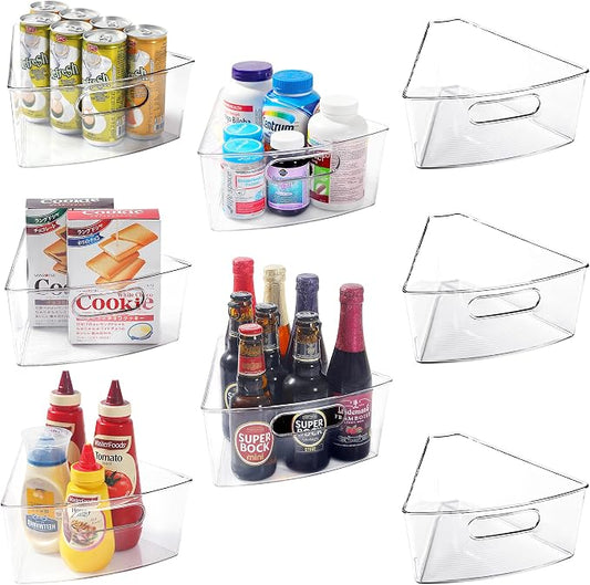 Leeden Lazy Susan Organizer for 32" Diameter Corner Lazy Susan, Plastic Kitchen Cabinet Storage Bins with Handle, 8 Packs, 1/8 Wedge - Food Safe, BPA Free by LEEDEN