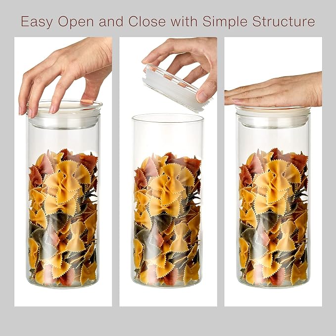 ZENS 15oz Glass Jars with Airtight Lid, Set of 2 Small Glass Storage Jars | Thick Borosilicate Clear Kitchen Canisters for Herbs, Sugar, Loose Tea Glass Storage Jars - Image 8
