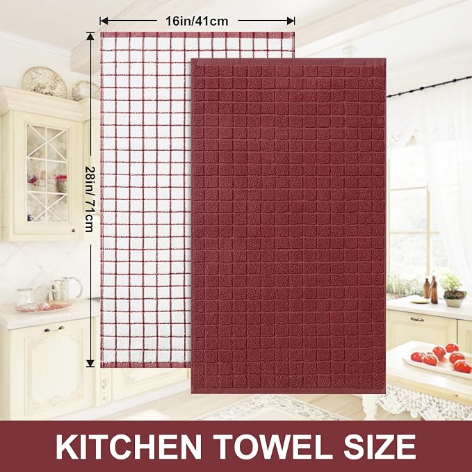 Homaxy Large Premium Cotton Kitchen Towels 16"x 28", 4 Pack, Rust | Natural Ring Spun 390 GSM Dish Towels, Super Absorbent Terry Kitchen Hand Towels, Soft Tea Towels with Hanging Loop - Image 5