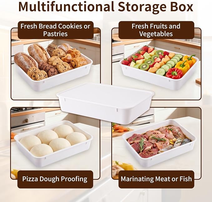 KONGDY 3-Pack Pizza Dough Proofing Box with Lids Dough Proofing Container | BPA-Free Commercial Storage Trays, 17.3"x13"x9.6" Bread Proofing Box for Pizza Dough Raiser Refrigerator Organization - Image 6
