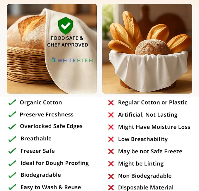 Flour Sack Towels for Bread Dough Proofing – Unbleached, Thick Organic Cotton Baking Cloth for Baguettes, Ciabatta, Pastry – Reusable, 28"x28", 3-Pack - Image 7