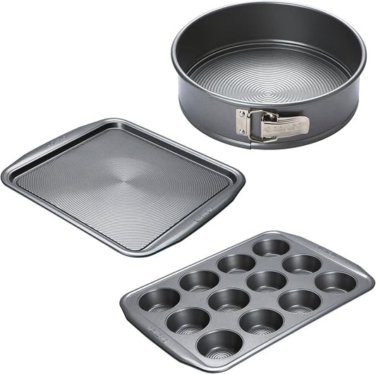 Circulon Momentum Bakeware Carbon Steel Non-Stick 3pc Cake Baking Set-Grey by Circulon