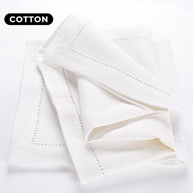 Cloth Dinner Napkins Set of 6 – 100% Cotton White Dinner Napkins 16x16 – Reusable for Easter, Christmas, Weddings, Baby Shower, Parties - Image 3