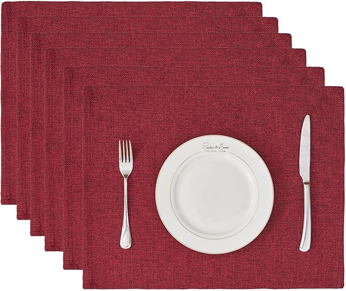 BALCONY & FALCON Rectangle Table Cloth Waterproof Ruby Red 13.8"x 17.7" 6pcs by BALCONYFALCON
