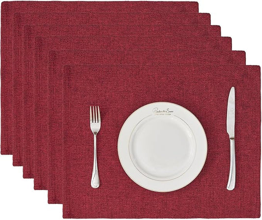 BALCONY & FALCON Rectangle Table Cloth Waterproof Ruby Red 13.8"x 17.7" 6pcs by BALCONYFALCON