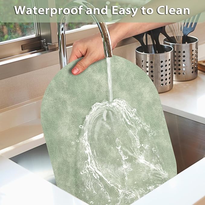 ADRIMER Placemats, Heat Resistant Oval Placemats Set of 12 Washable 12 x 17 Inch, Waterproof Table Mats, Wipeable Pu Place Mats for Kitchen, Dining Room, Green - Image 4