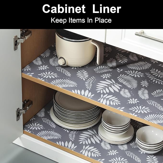 Cooyes Shelf Liners for Kitchen Cabinets Waterproof & Oil-Proof Kitchen Cupboard Mats Non-Slip Drawer Mats EVA Material Non Adhesive Fridge Liner for Shelves（11.8" W x 236" L） - Image 3