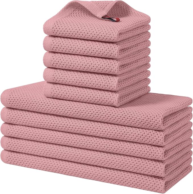 Homaxy 10 Pack 100% Cotton Kitchen Towels and Dishcloths Set, Dried Roses | 12 x 12 Inches and 13 x 28 Inches Kitchen Towels Set, Ultra Soft Absorbent Dish Cloths for Washing Dishes by Homaxy