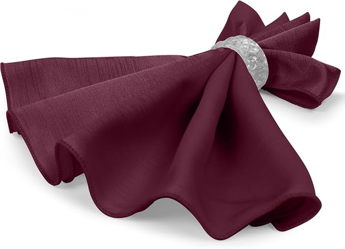 17x17-Inch Shantung Cloth Napkins, Aubergine, Set of 60 | Bulk Case of 5 Dozen, Satin, Square, 100% Polyester Fabric, Reversible, Faux Dupioni Silk Reverse Side, Machine Washable - Image 7