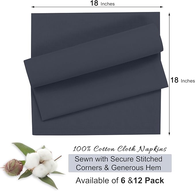 Ruvanti Cloth Napkins Set of 6, 18x18 Inches, 100% Cotton, Washable, Soft & Absorbent, Perfect for Wedding, Christmas, ‎Thanksgiving Dinners - Ombre Blue - Image 8