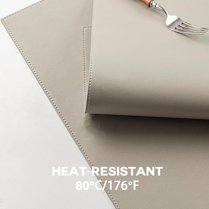 Baroyal Faux Leather Placemats Set of 12 Vinyl Washable Wipeable Table Mats for Kitchen Dining Table Heat Resistant Waterproof Indoor/Outdoor Placemats Non-Slip Easy Clean Place Mats-Almond Birch - Image 4
