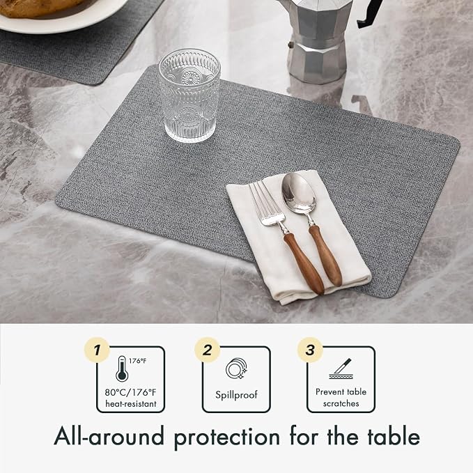Baroyal Faux Leather Placemats Set of 4 Vinyl Washable Wipeable Table Mats for Kitchen Dining Table Heat Resistant Waterproof Modern Indoor/Outdoor Placemats Non-Slip Easy Clean Place Mats (Stargaze) - Image 3