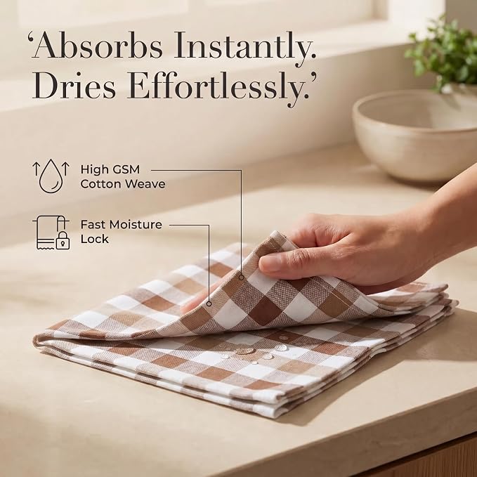 Urban Villa Cloth Napkins Cotton 20x20 (Set of 12) Taupe/Chocolate - Image 3