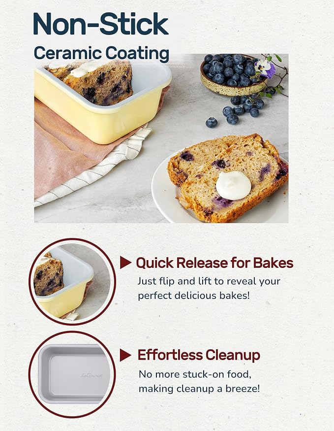 LeGourmet Nonstick Bread Loaf Pan 9 X 5 Inch, Ceramic Coating, Non-Toxic, Rust Resistant Aluminized Steel, Perfect 1 lb Baking Dish for Meatloaf, Pound Cake & Brownie (Cyan) - Image 5