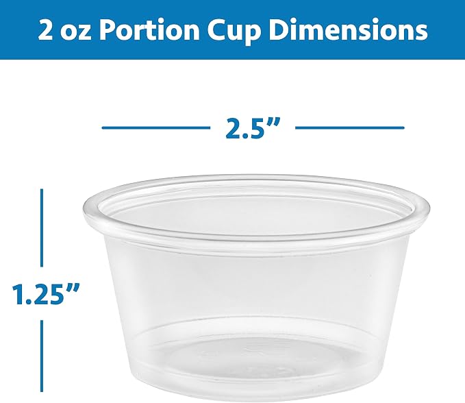 200-Pack of Clear Plastic Jello Shot Cup Containers with Snap on Leak Proof Lids Jello Shooter Shot Cups Compact Food Storage for Portion Control, 1-2-5 oz Sauces Liquid Dips 2 oz - Image 4