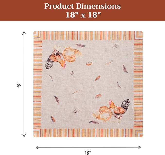 Maison d' Hermine Cloth Napkins Set of 4 Reusable 100% Cotton (18" x 18") | Everyday Square Napkins Cloth Washable Dinner Party Wedding Restaurant Hotel Kitchen Spring Summer - Barnyard Rooster - Image 7