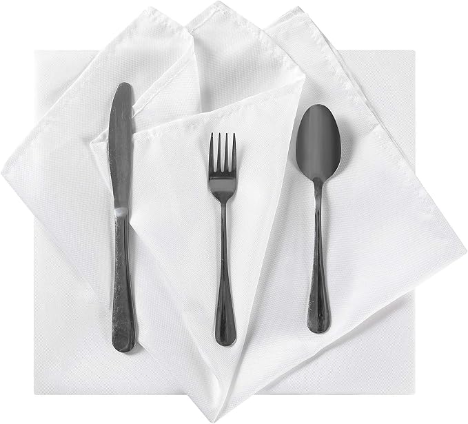 Cloth Napkins 20x20 inch Washable Polyester Dinner Napkins Soft Table Napkins for Wedding Party Dining Banquet(White,25PCS) - Image 4