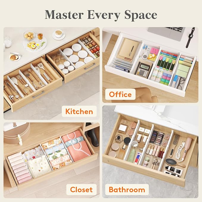 Lifewit 3.2" High Drawer Dividers for Clothes, Adjustable Drawer Organizers | 10.5"-16.5" Expandable Plastic Separator for Dresser, Kitchen, Cabinet, Closet, Nursery, Socks & Underwear Storage, 4 Pack - Image 11
