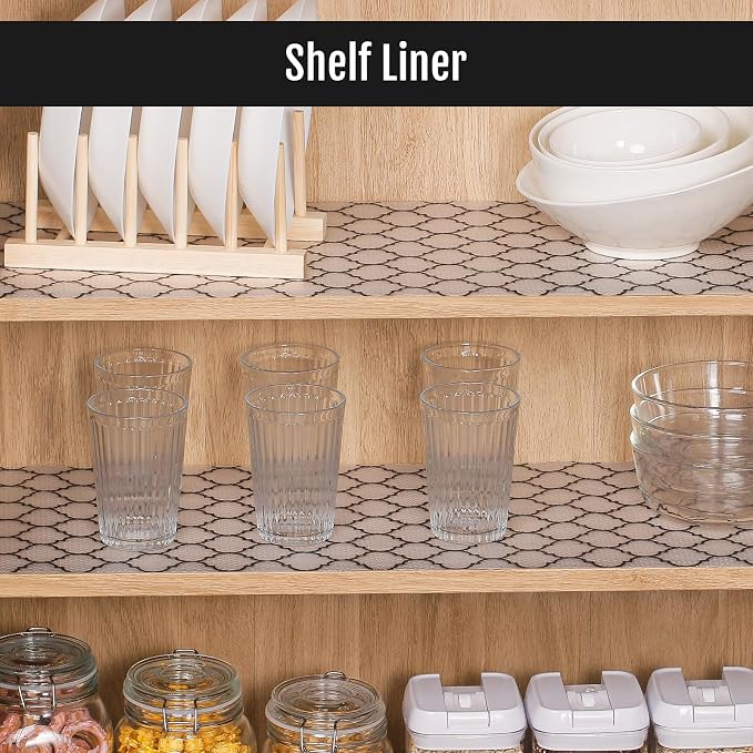 Cooyes Shelf Liner, Non Adhesive Drawer and Cabinet Liner, EVA Washable Oil-Proof Shelf Paper for Kitchen Cabinets, Refrigerator, Storage, Desks with Modern Pattern - Image 2
