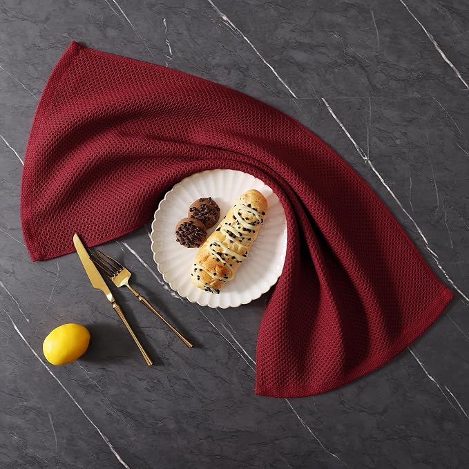 Homaxy 10 Pack 100% Cotton Kitchen Towels and Dishcloths Set, Burgundy | 12 x 12 Inches and 13 x 28 Inches Kitchen Towels Set, Ultra Soft Absorbent Dish Cloths for Washing Dishes - Image 9