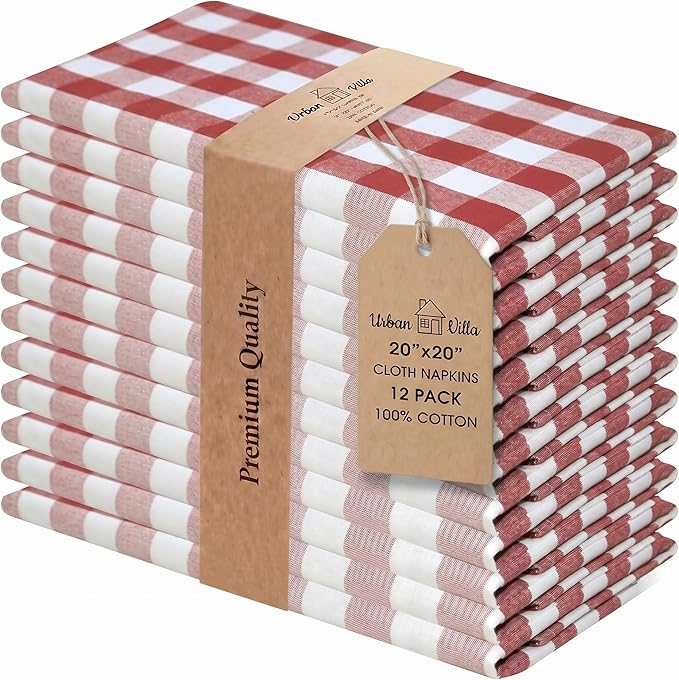 Urban Villa Cloth Napkins Cotton 20x20 (Set of 12) Rust by CottonTrends