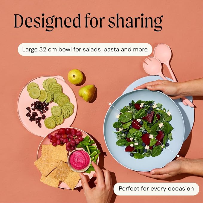 Large Serving Bowl with Lid - Certified Recycled Food-Safe Plastic, BPA-Free, Dishwasher, Microwave, Fridge and Freezer Safe | 4.96qt | Blueberry - Image 4