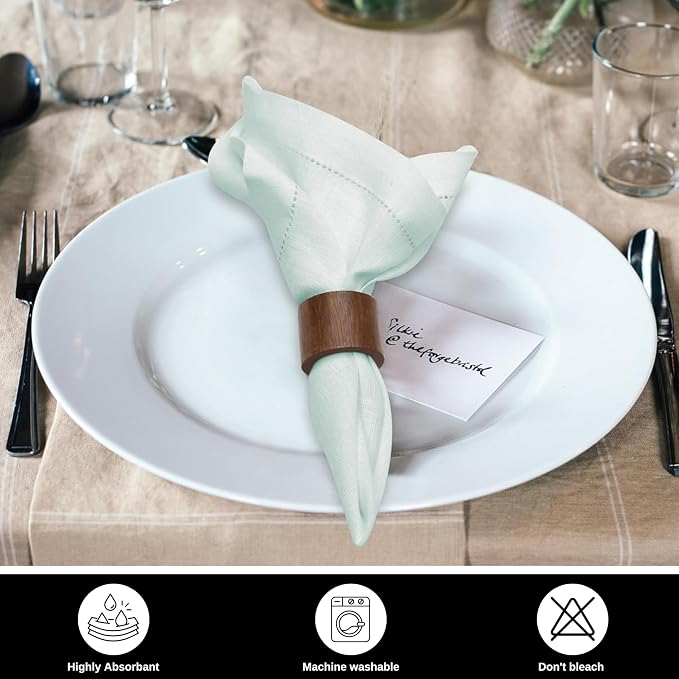 BEDDING CRAFT Linen Cloth Napkins Set of 4, 18x18, Pastel Blue | Soft Durable Washable -Ideal for Events Wedding Christmas Thanksgiving Newyear-Perfect Everyday Use Table Linen 18x18. - Image 3