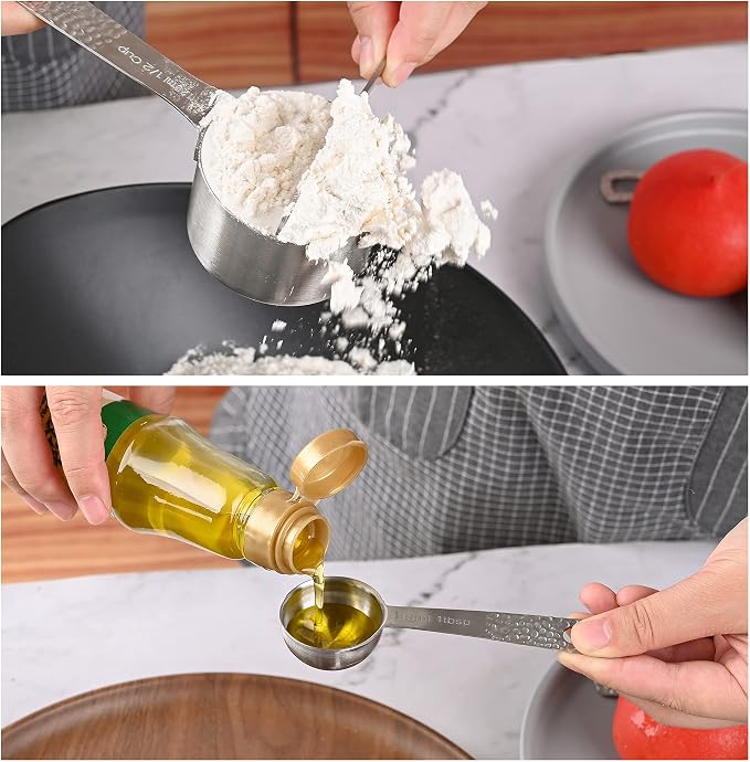 Measuring Cups and Spoons Set of 14, 18/8 Stainless Steel Measuring Cups Spoons Set, 6 Measure Cups and 7 Measure Spoons with Leveler - Image 9
