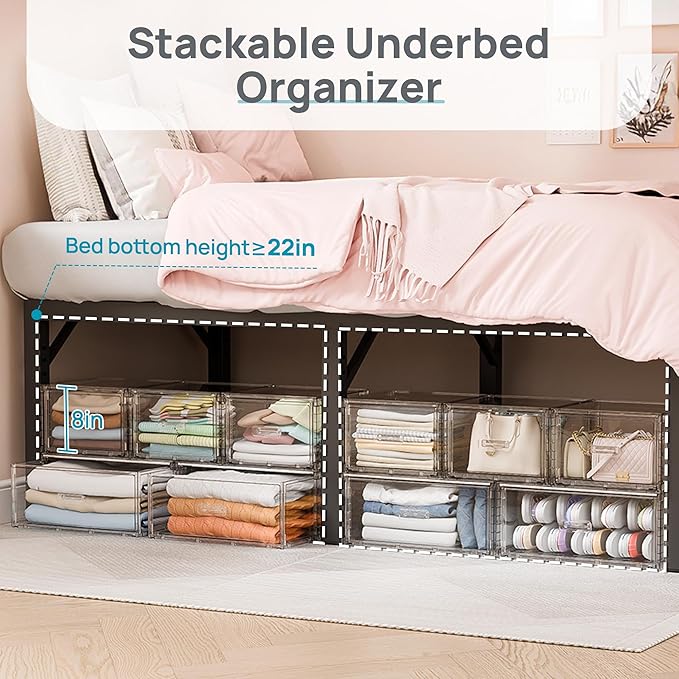 Vtopmart 5 Pack Large & Medium Storage Stackable Drawers Set | Easy Assembly Clear Plastic Storage Cabinet, Durable Dresser for Closet, Bedroom, Entryway, Playroom & Apartment Organization - Image 6