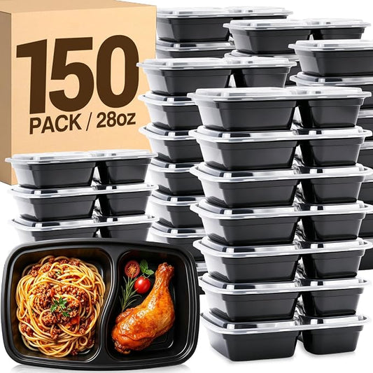 150 Pack (300 Pcs) 28oz Meal Prep Containers with Lids, Single Compartment Reusable Food Containers, BPA Free & Leakproof, Microwave Freezer Dishwasher Safe, Bento Box for Lunch Takeout Freezer by XSEINOiscreating%EF%BC%81