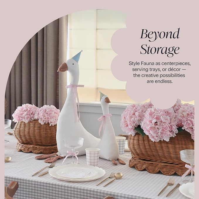 BEBE BASK The Original Scalloped Basket with Lid - Set of 2 (15x11x6 In) | Handwoven & Award Winner, Sustainable Rattan, Wicker Basket With Scalloped Edge Lid, Nursery Storage, Scallop Basket, Mocca - Image 8