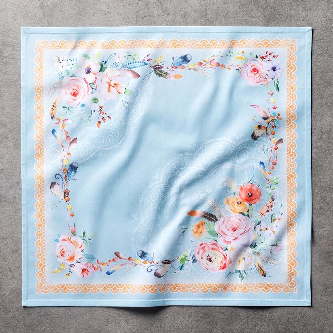 Maison d' Hermine Cloth Napkins Set of 4 Reusable 100% Cotton (20" x 20") | Everyday Square Napkins Cloth Washable Dinner Party Wedding Restaurant Hotel Kitchen Spring Summer - Ibiza - Blue - Image 8