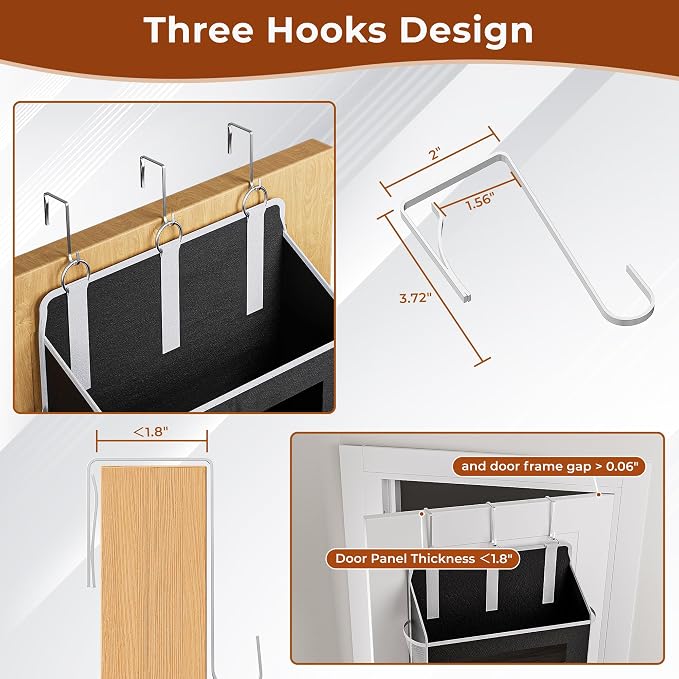 5 Tier Over The Door Organizer - Large Capacity Behind Door Hanging Shelves with 10 Mesh Pockets and Clear Windows, Closet Organizers and Storage for Bathroom, Bedroom, Nursery, Black - Image 4
