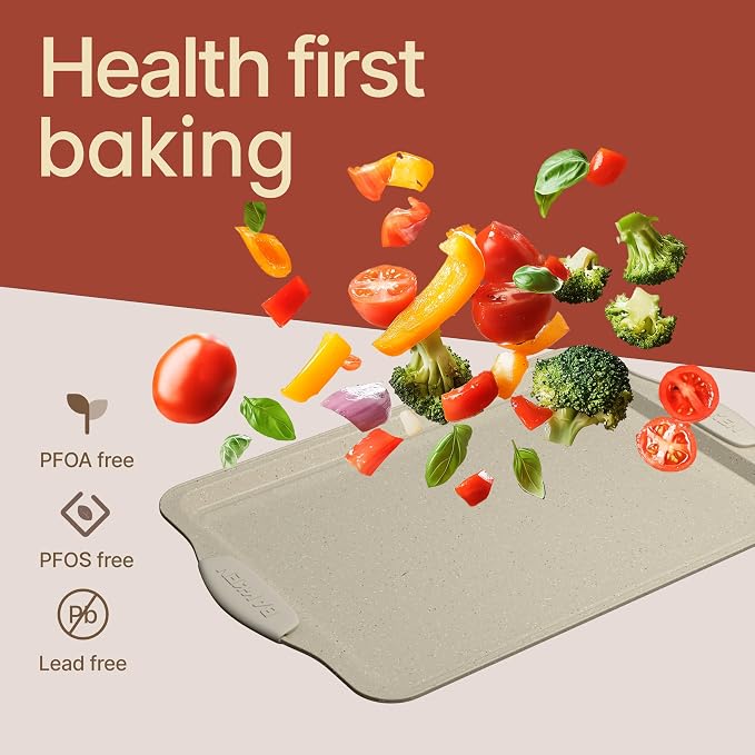6-Piece Deluxe Nonstick Baking Pan Set - Professional Grade Carbon Steel Bakeware with White Marble Coating & Silicone Handles - Image 7