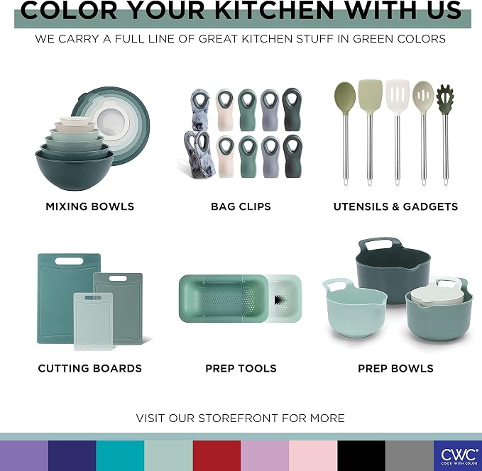 COOK WITH COLOR Prep Bowls with Lids- Wide and Deep Nesting Plastic Small Mixing Bowl Set with Lids, 8 Piece Set - Deep Bowls, Sage - Image 8