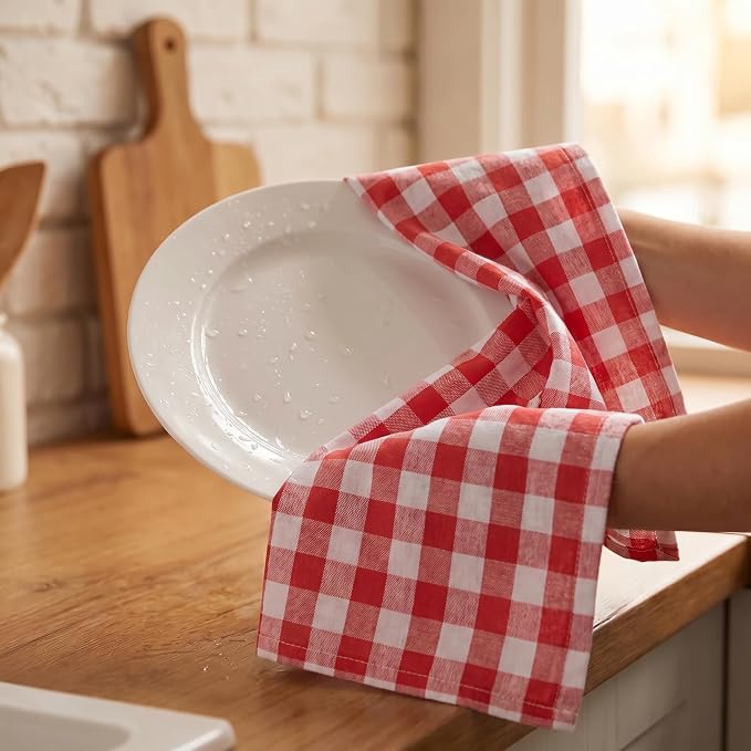 Urban Villa Kitchen Towels Cotton Dish Towels 20”x30” (Set of 6) Red - Image 7