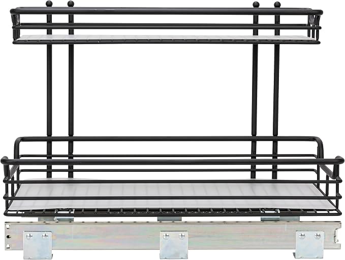Household Essentials Matte Black Powder-Coated Steel Undersink Pull-Out Organizer with Plastic Accents - Image 8