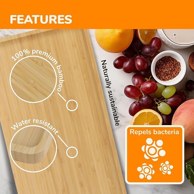 BambooMN Rectangular Nested Bamboo Serving Trays - 3 Size Vertical Grain Carbonized Brown Set - Image 4