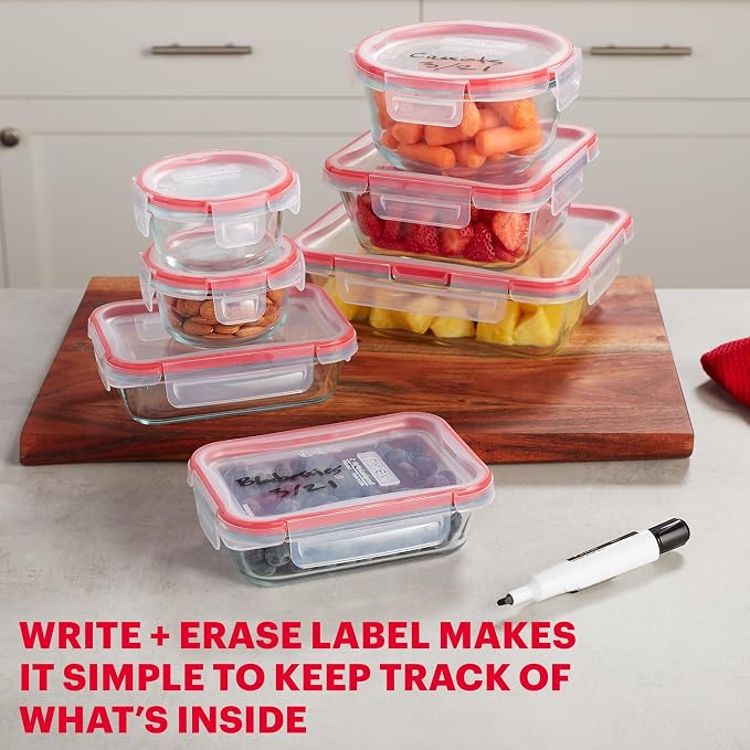 Pyrex Freshlock (7-Pack) Glass Food Storage Containers Set (1, 2, 4 Cup) | Meal prep containers with airtight locking lids, freezer, dishwasher, & microwave safe - Image 5