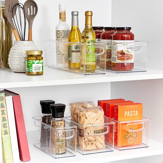 iDesign Stackable Pantry Bins with Handles, 4 Different Sizes, 5 Pack, Clear, Made in USA - Image 3