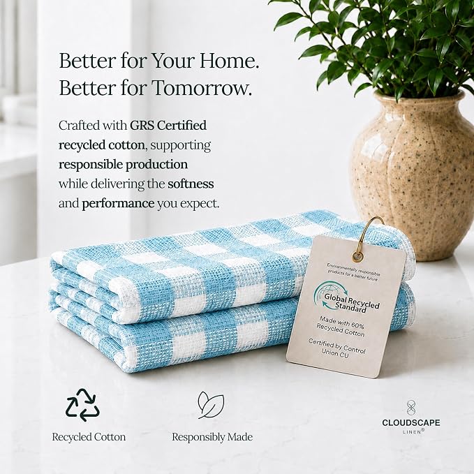 CSL Premium Kitchen Towels Set of 6,Highly Absorbent,Quick Dry,18x28, Aqua - Image 5