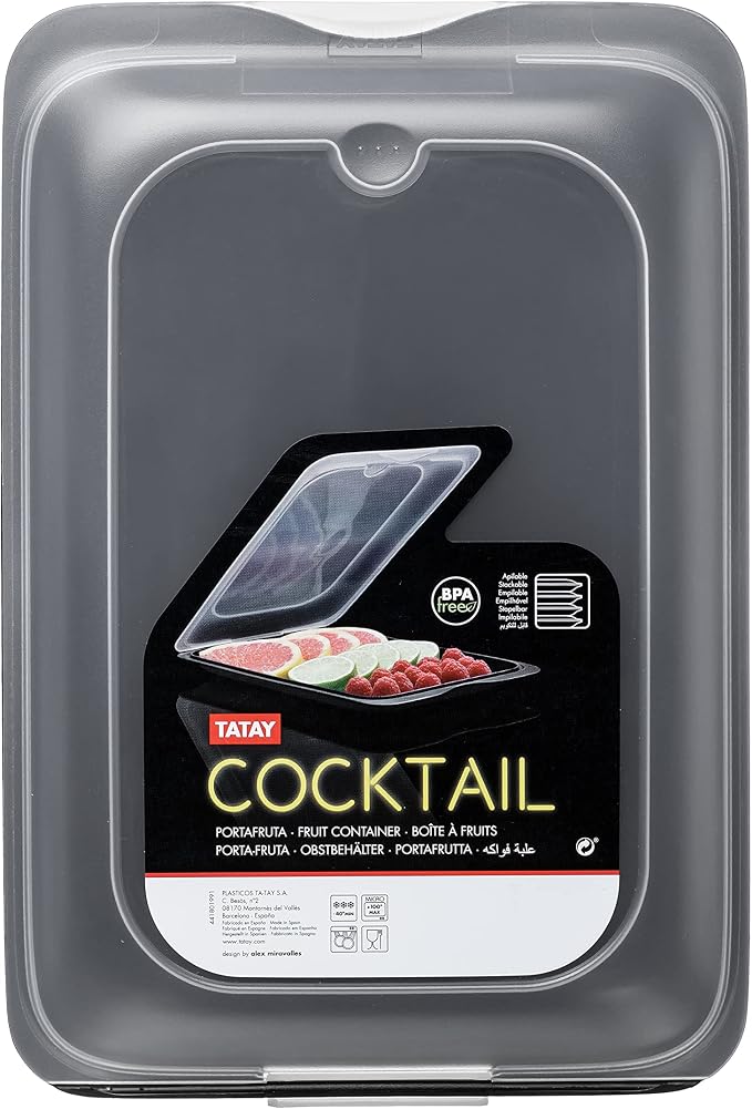 TATAY Fruit Container Standard 17x3.2x25.2 cm BPA-Free Removable Lid | Fruit Container Fridge | Dishwasher Safe | Microwave Safe | Freezer Safe | Stackable Design | 1 Unit | Fridge Storage, Black - Image 2