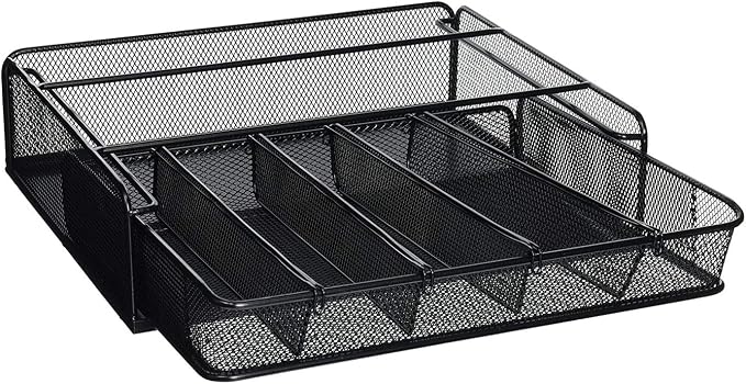 Safco Onyx Hospitality Organizer, 3 Drawers, For Snacks, Coffee Pods, Sugar Sweetener, Stirrer, Napkins and More, Steel Mesh, Black - Image 3