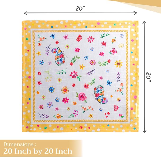 Maison d' Hermine Cloth Napkins Set of 4 Reusable 100% Cotton (20" x 20") | Everyday Square Napkins Cloth Washable Dinner Party Wedding Restaurant Hotel Kitchen Spring Summer - Happy Florals - Sweety - Image 4