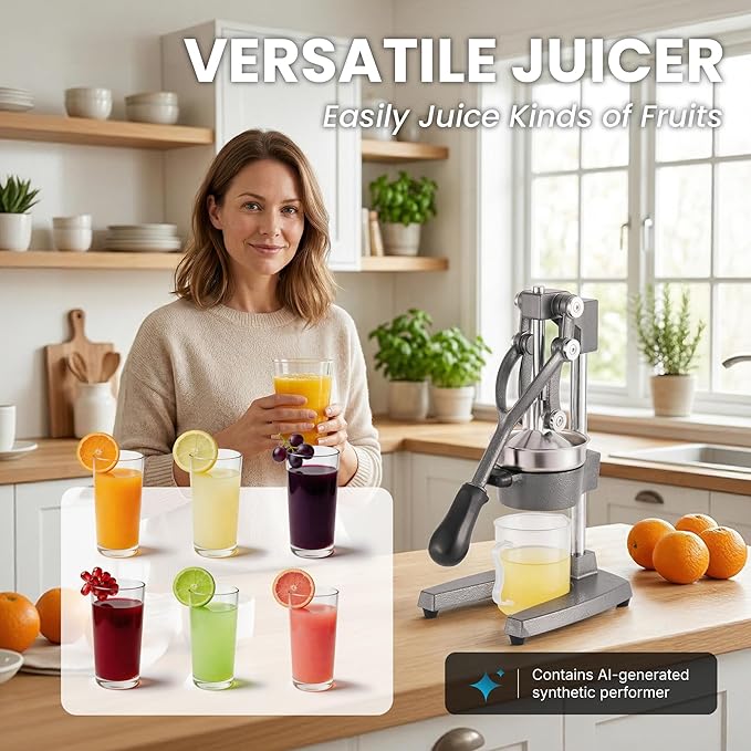 Cast Iron Manual Hand Press Juicer for Citrus & Pomegranate,Grey | Stainless Steel Heavy Duty Squeezer,Easy to Clean,Effortless Lever-Press Design,For Home Cooks,Health Enthusiasts,Bartenders - Image 6