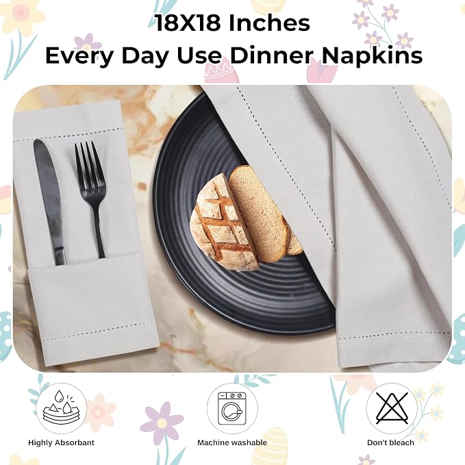 Bedding Craft Cotton Dinner Cloth Napkins Set of 12 – 18x18 Apricot Gelato Moonstruck Hemstitched – Machine Washable Fabric Napkins for Weddings, Baby Showers, Thanksgiving & Gifting - Image 4