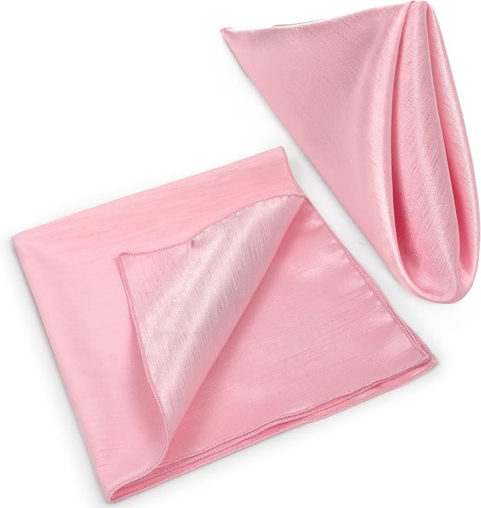 17x17-Inch Shantung Cloth Napkins, Light Pink, Set of 12 | Bulk Case of 1 Dozen, Satin, Square, 100% Polyester Fabric, Reversible, Faux Dupioni Silk Reverse Side, Machine Washable - Image 8