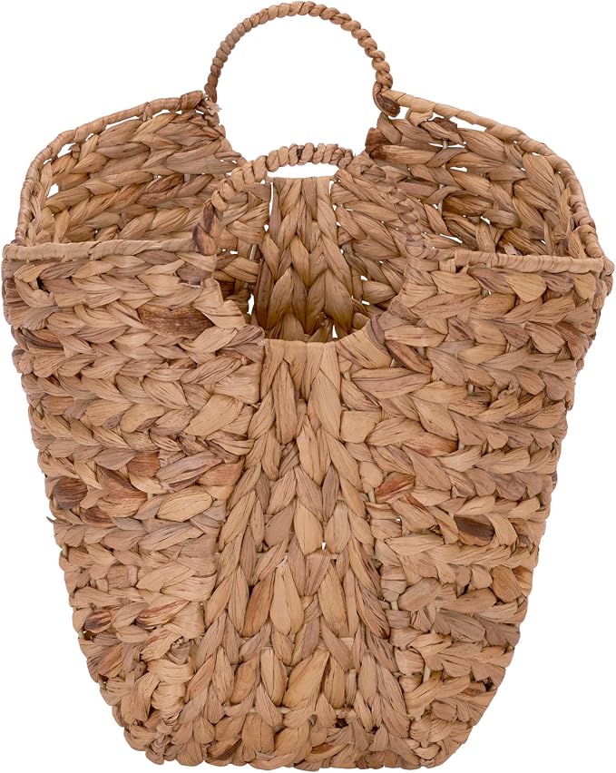 Household Essentials ML-4002 Tall Water Hyacinth Wicker Basket with Handles | Natural, Brown, Natural - Image 5
