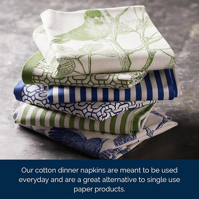 Pinstripe Blue Dinner Napkins Set of 4 | 100% Cotton Cloth Set for Entertaining or Everyday Table | Perfect for Wedding, Birthday, Christmas Blue and White, 22 Inch Square - Image 7