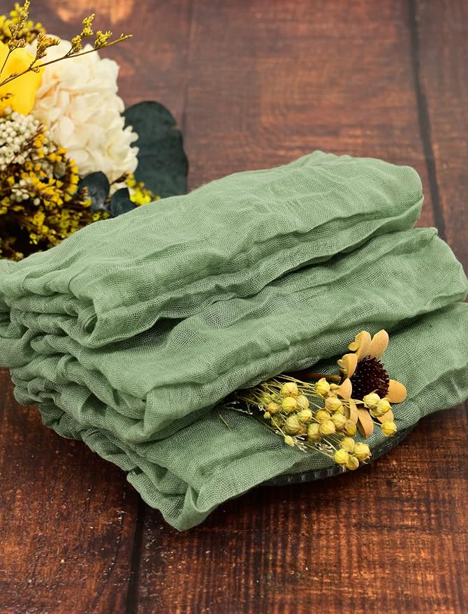 fani 100 Pack Gauze Cheesecloth Napkins, 20 x 20 in, Sage Green | Wrinkled Table Napkins, Soft Cotton, Rustic Decorative, Weddings, Party, Dinner Table, Everyday Use - Image 8